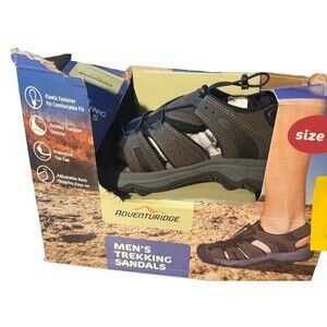 Adventuridge Men's Trekking Sandals / Water Hiking Trail Brown Size 9 New w/Box